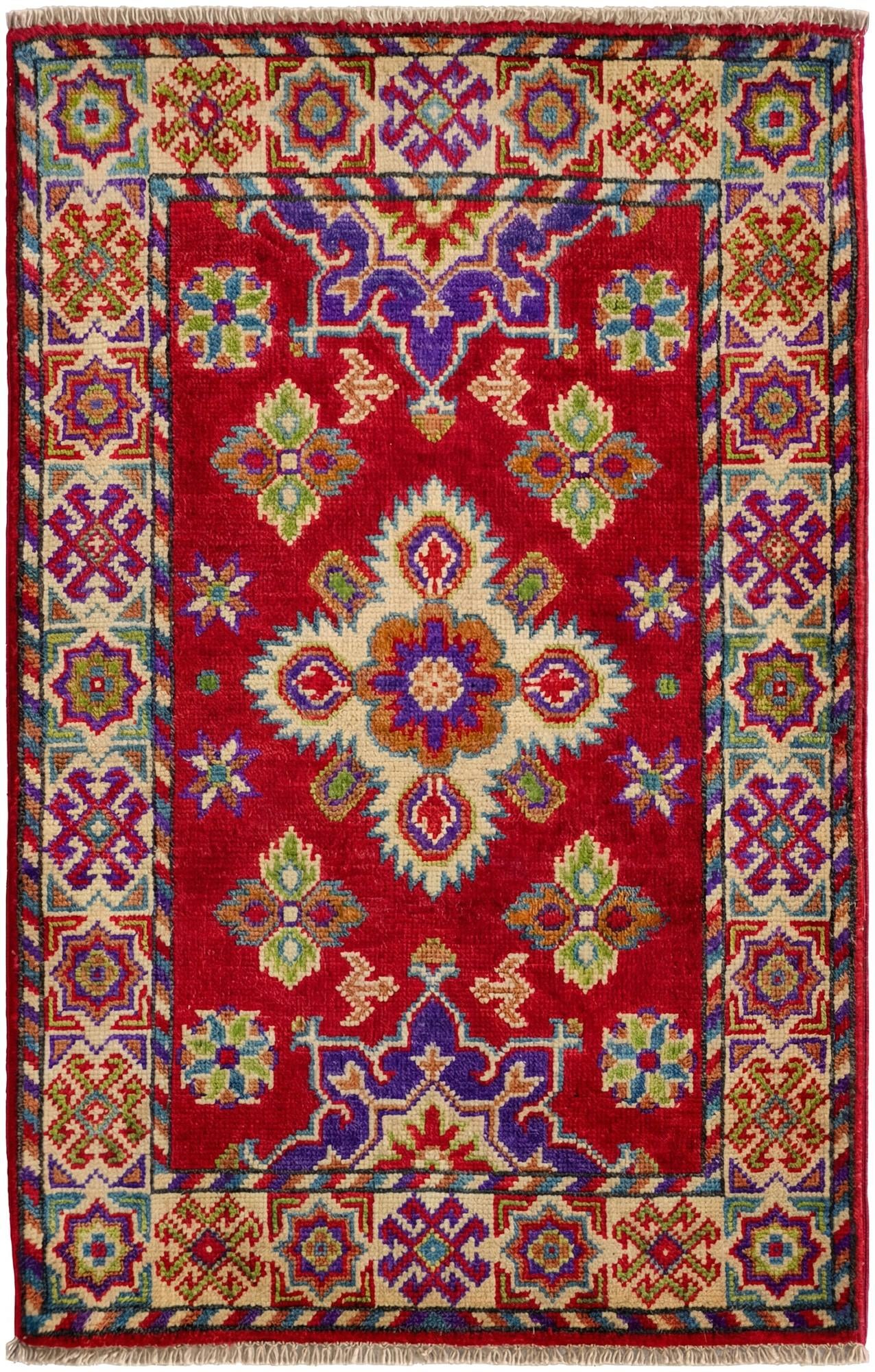 2' x 3' 1 Hand Knotted Kazak Rug