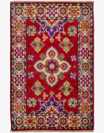2' x 3' 1 Hand Knotted Kazak Rug