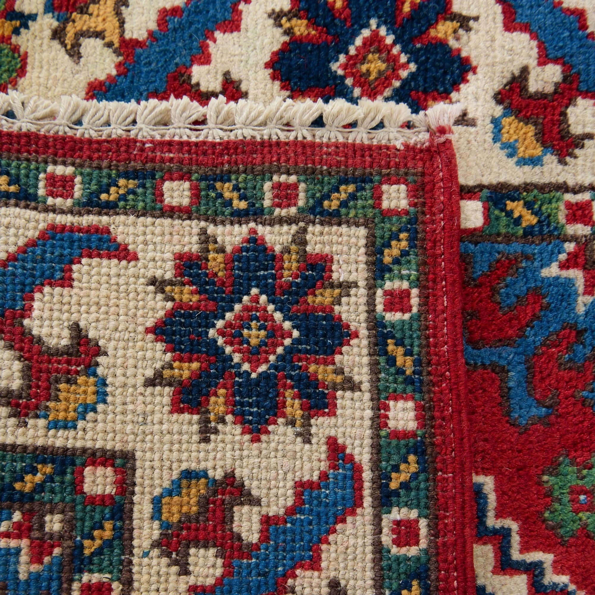 60cm x 90cm anudado a mano Kazak Alfombra