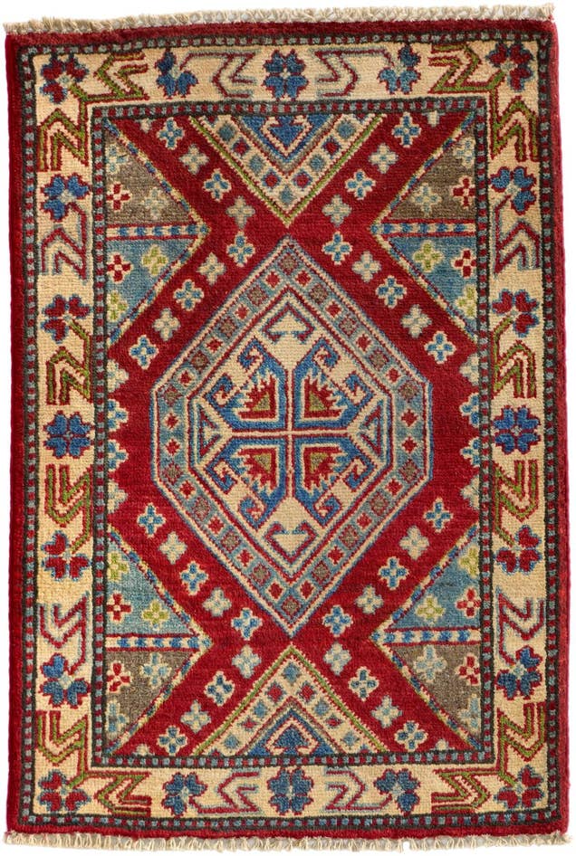 Detailansicht von 60cm x 90cm Handgeknüpft Kazak Teppich