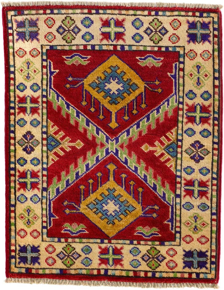 Detail image of 60cm x 80cm anudado a mano Kazak Alfombra