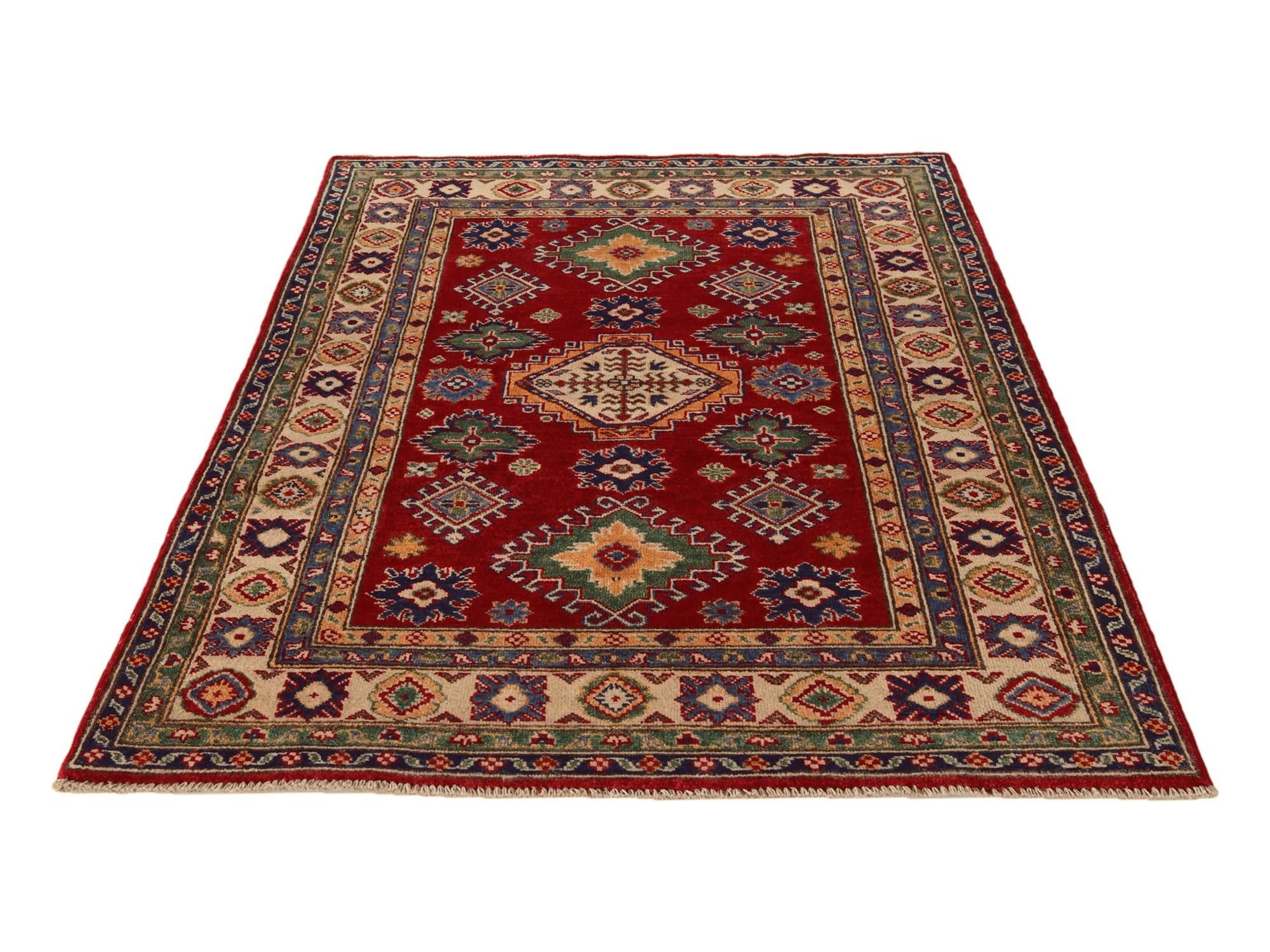 4' x 6' 2 Hand Knotted Kazak Rug