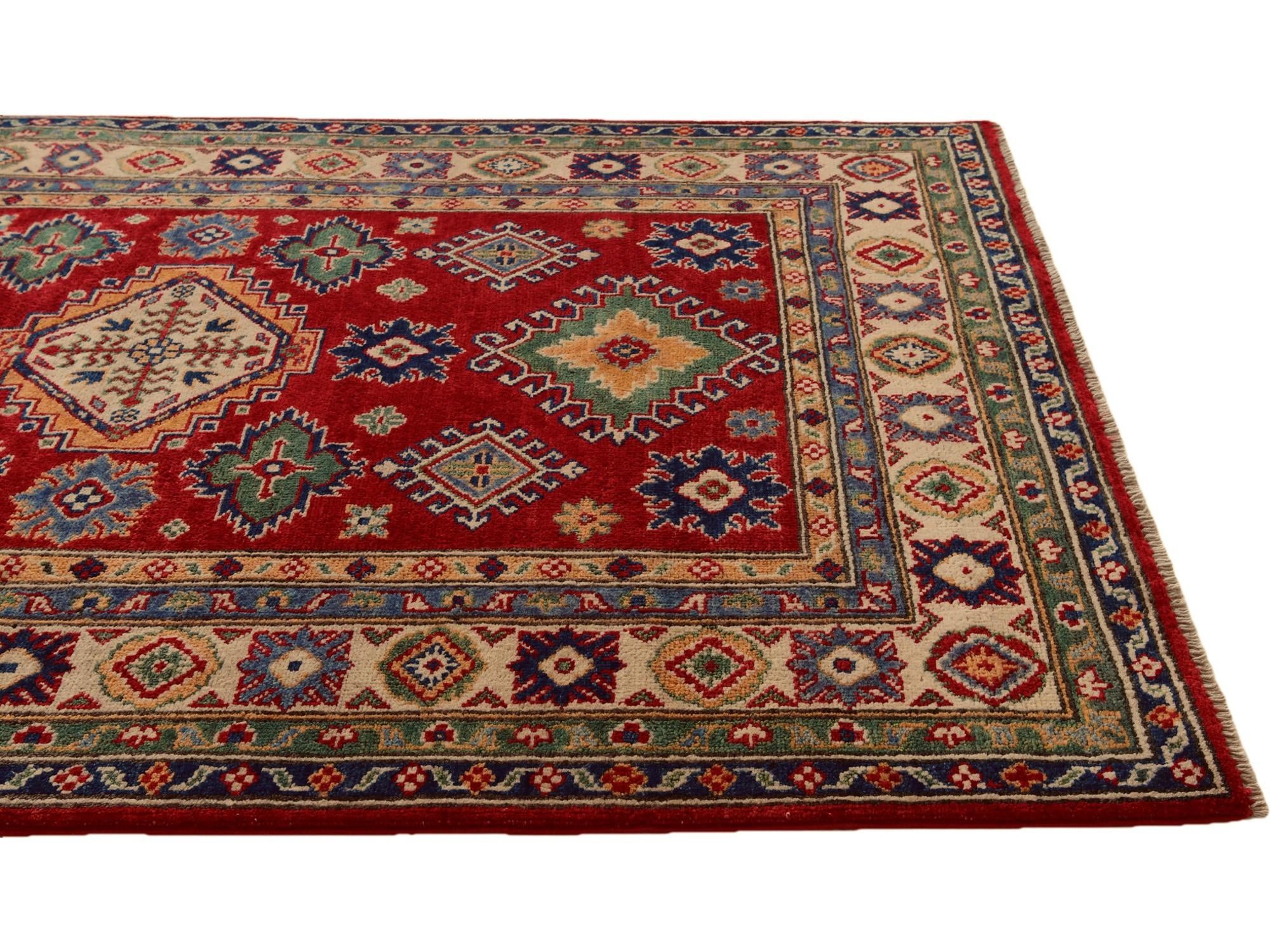 4' x 6' 2 Hand Knotted Kazak Rug