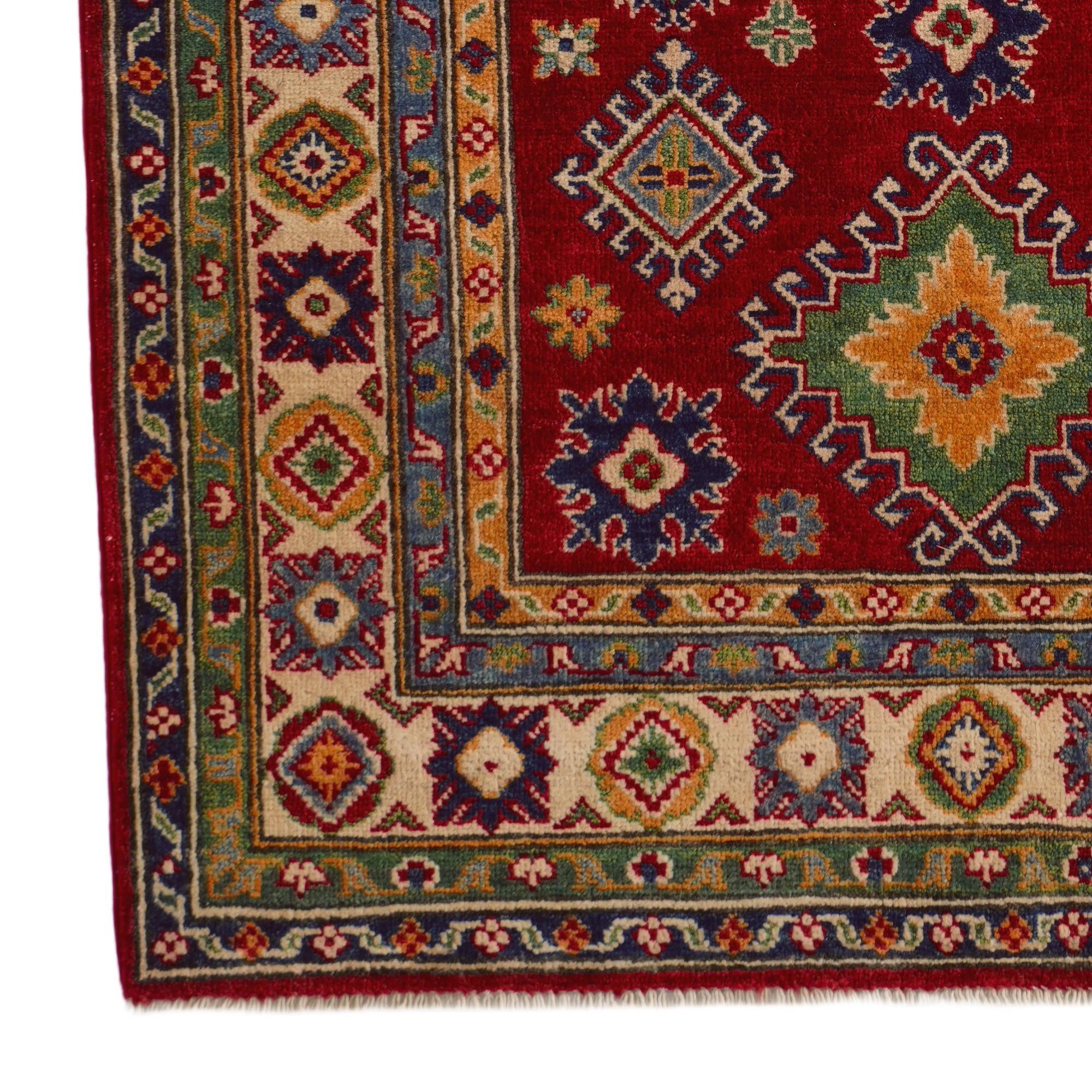 4' x 6' 2 Hand Knotted Kazak Rug