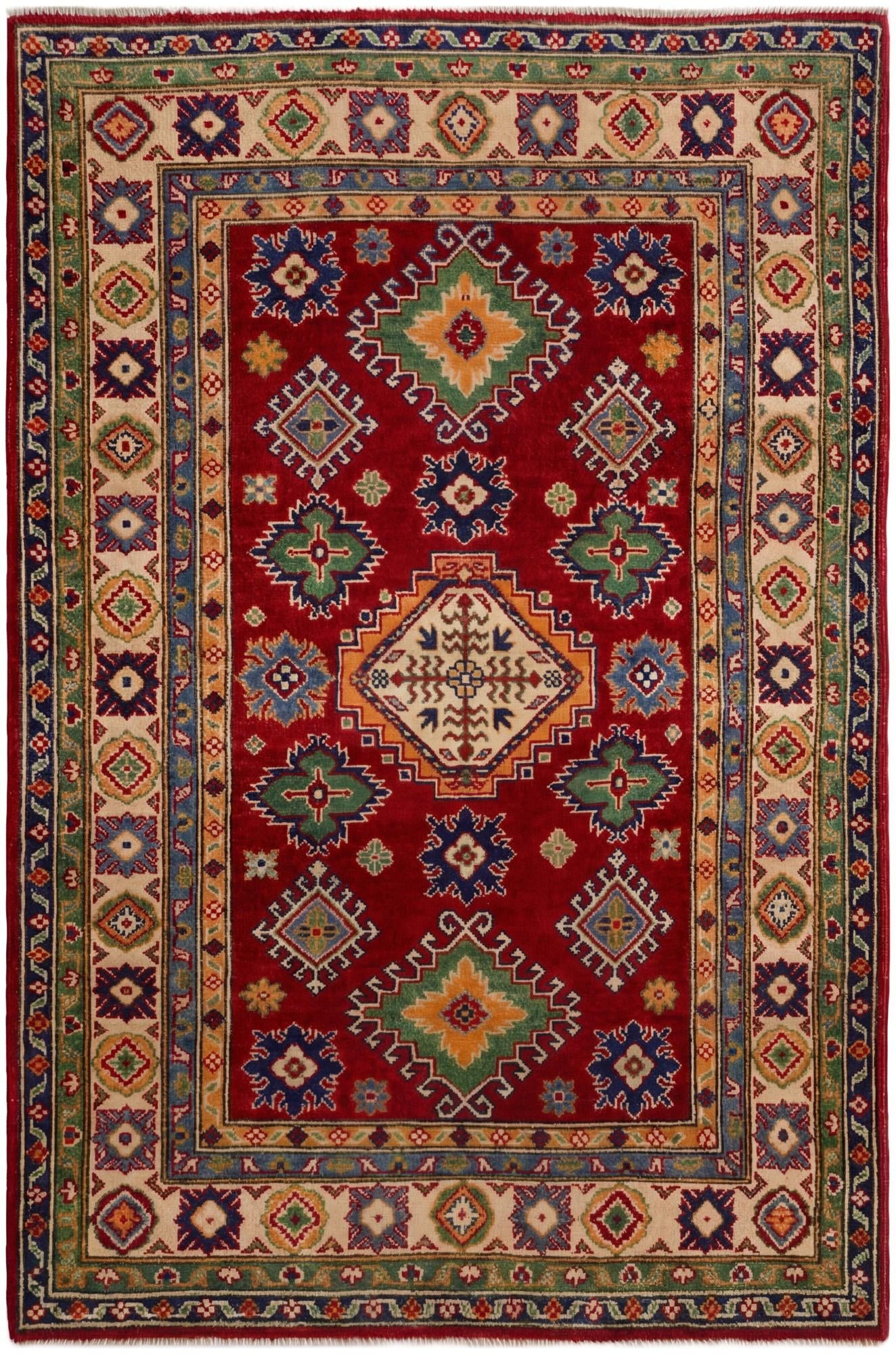 4' x 6' 2 Hand Knotted Kazak Rug