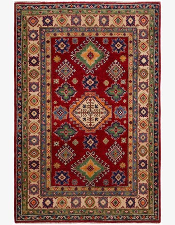 4' x 6' 2 Hand Knotted Kazak Rug