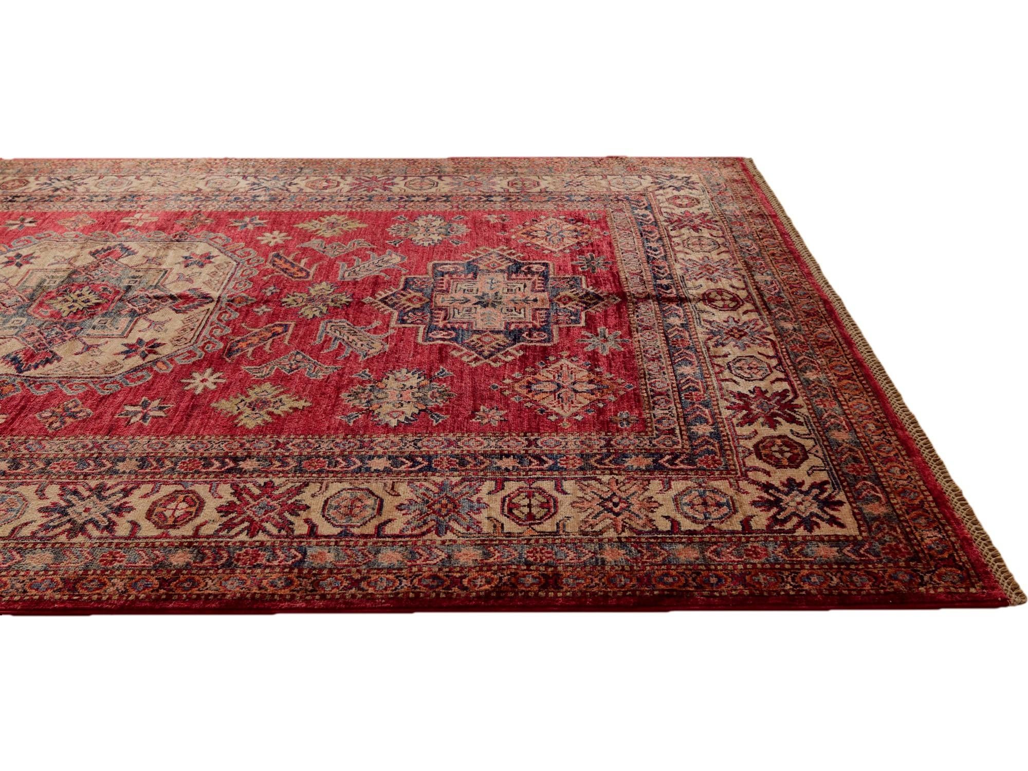 5' 8 x 8' 3 Hand Knotted Kazak Rug