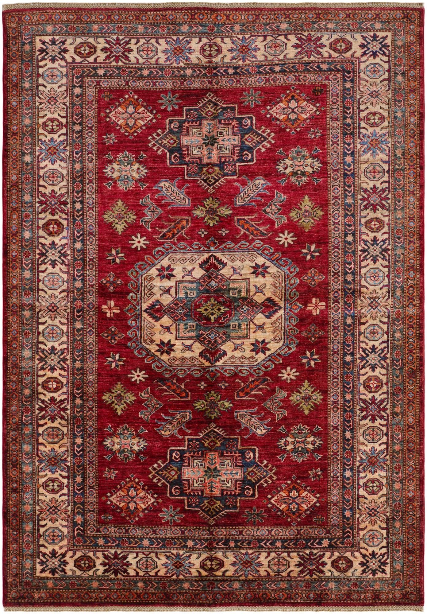 5' 8 x 8' 3 Hand Knotted Kazak Rug