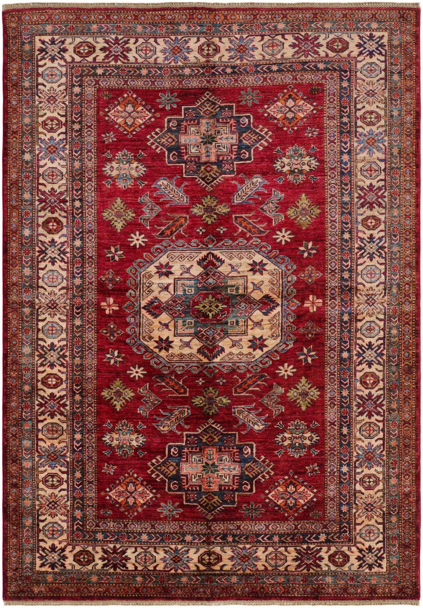 5' 8 x 8' 3 Hand Knotted Kazak Rug