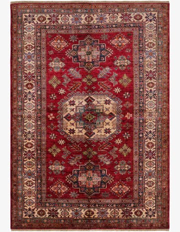 5' 8 x 8' 3 Hand Knotted Kazak Rug
