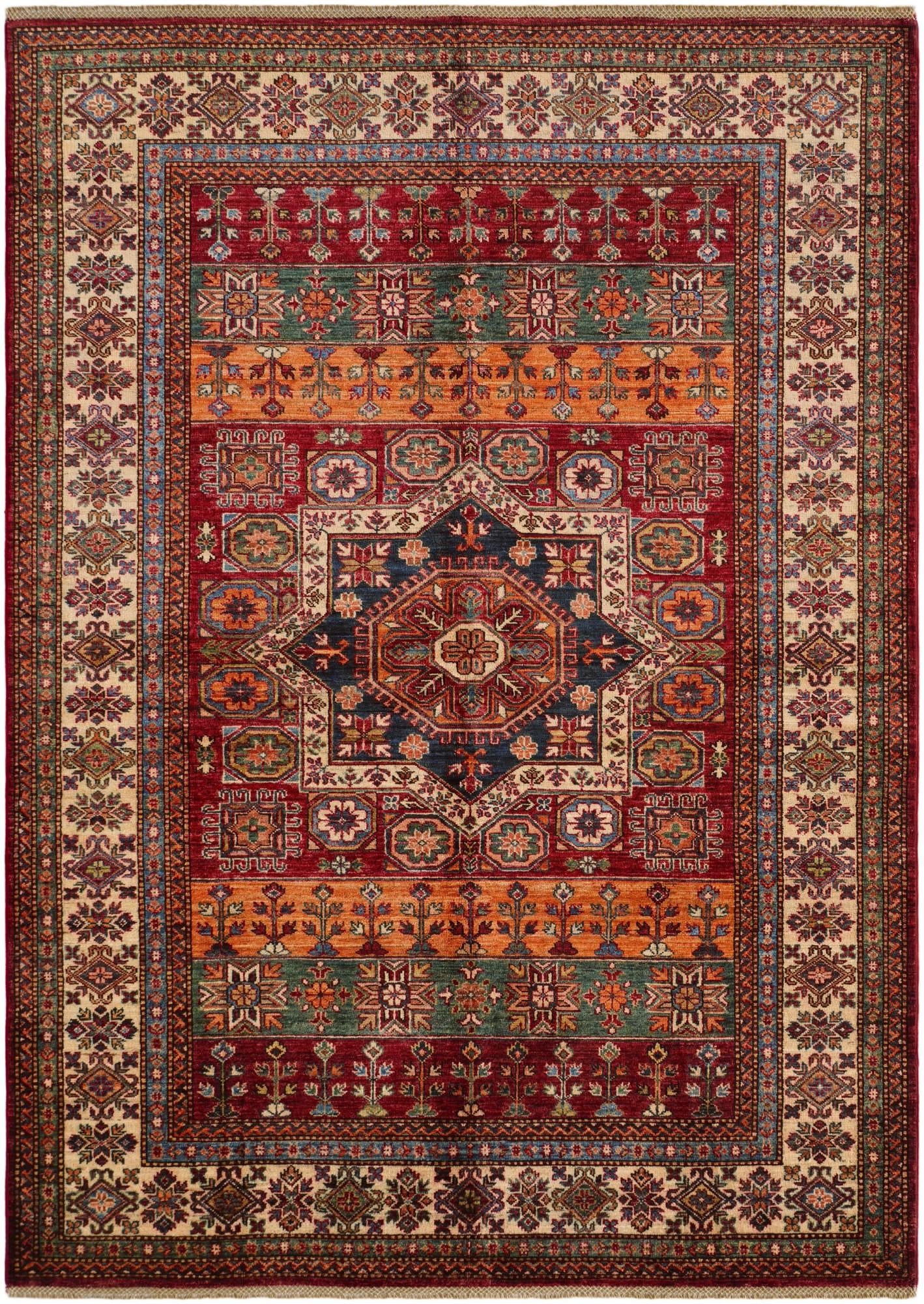 5' 10 x 7' 11 Hand Knotted Kazak Rug