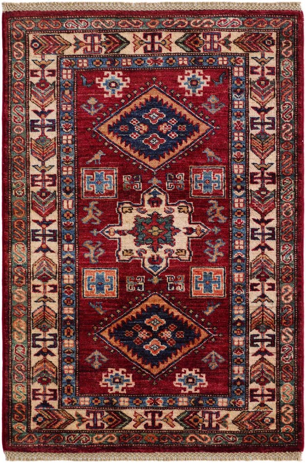 Detail image of 80cm x 120cm anudado a mano Kazak Alfombra