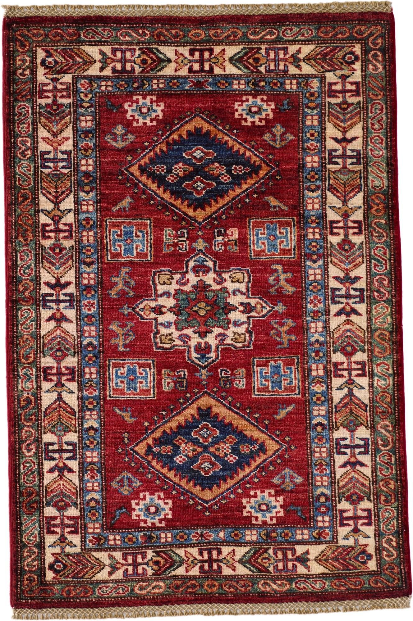 2' 8 x 4' Hand Knotted Kazak Rug