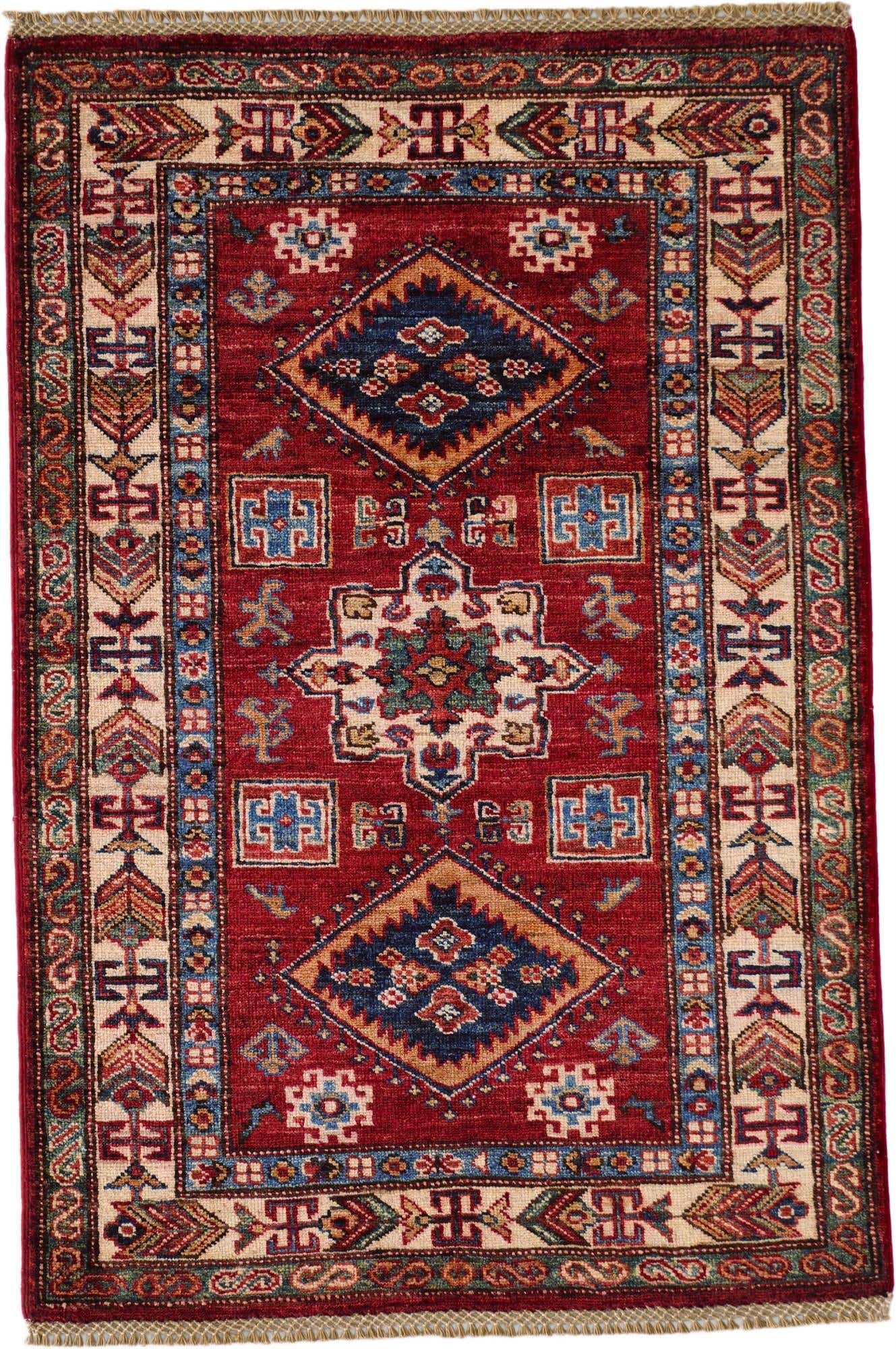 2' 8 x 4' Hand Knotted Kazak Rug