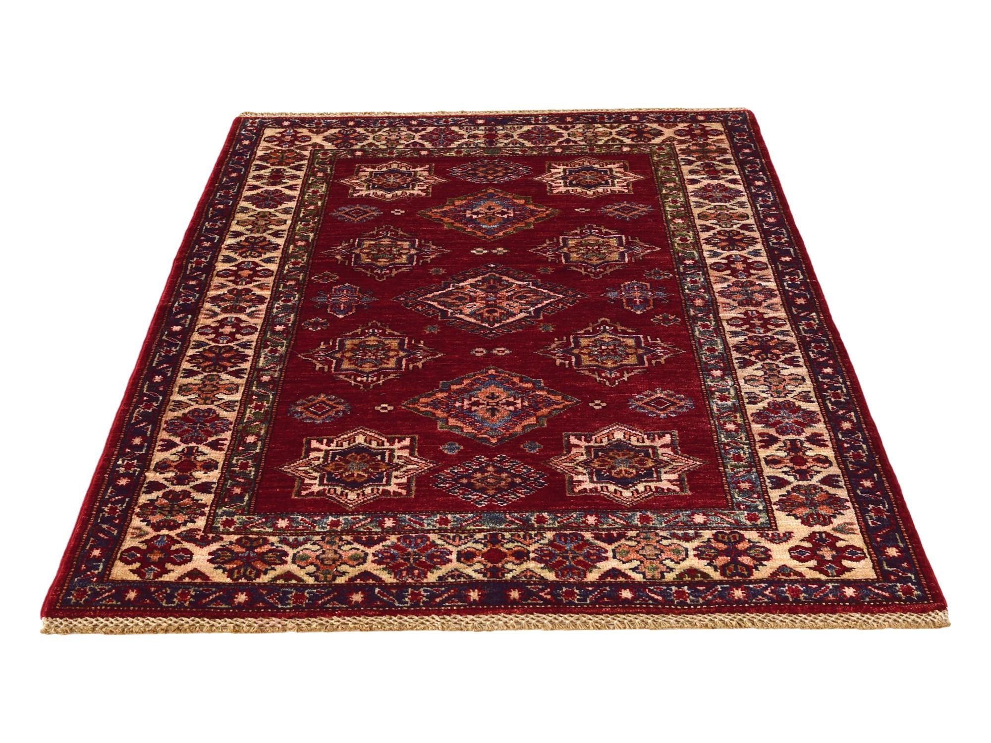 3' 5 x 4' 11 Hand Knotted Kazak Rug