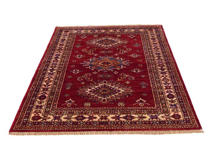 3' 4 x 4' 11 Hand Knotted Kazak Rug