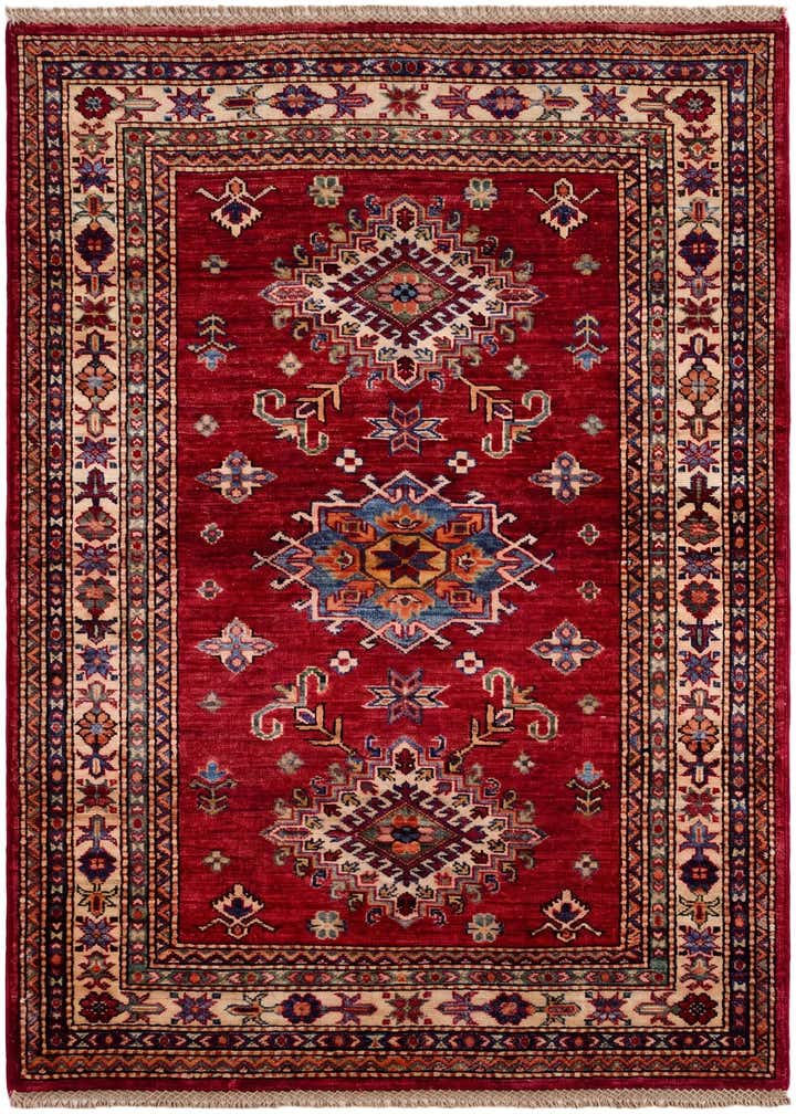 3' 4 x 4' 11 Hand Knotted Kazak Rug