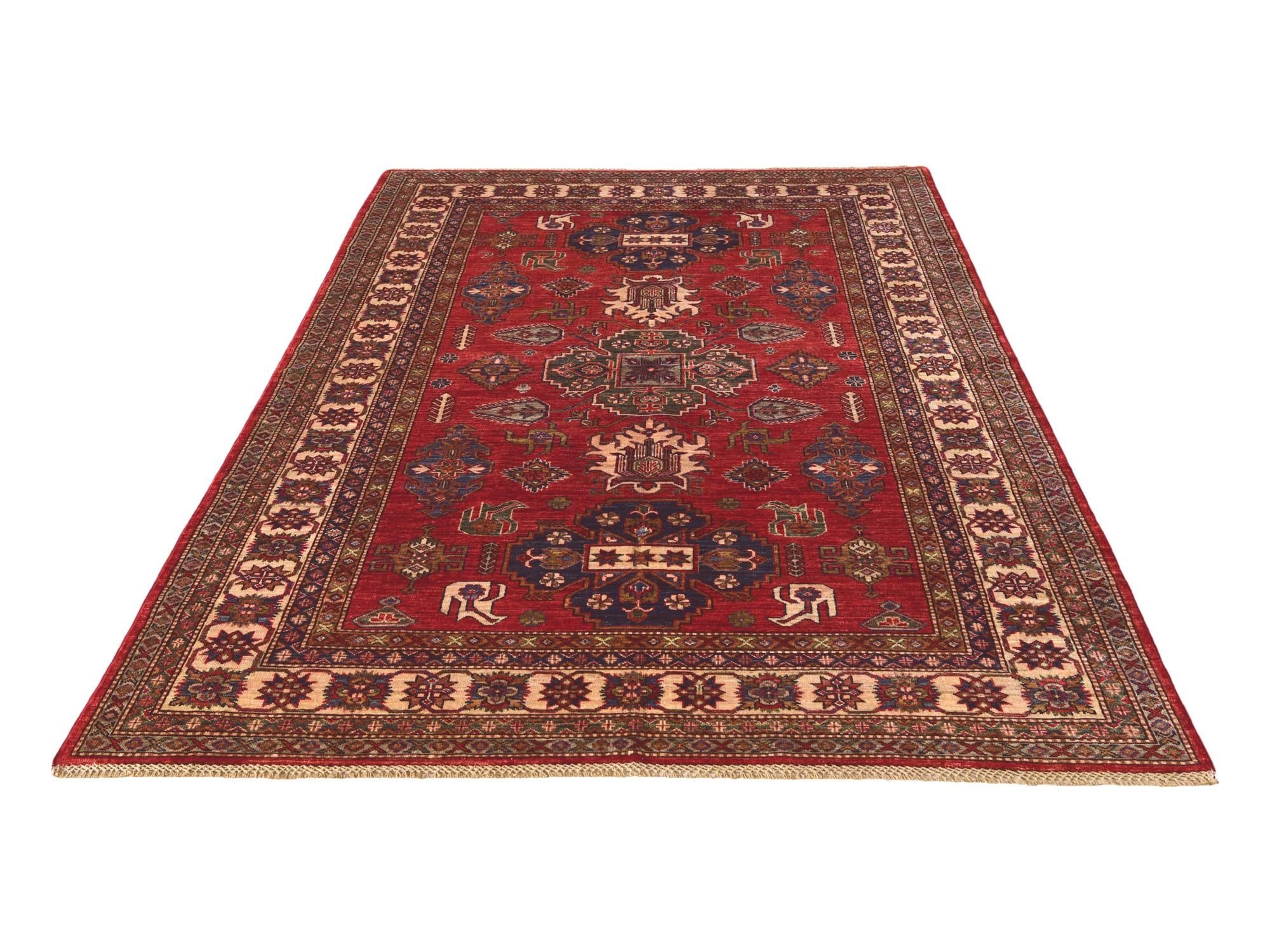 5' 6 x 8' Hand Knotted Kazak Rug