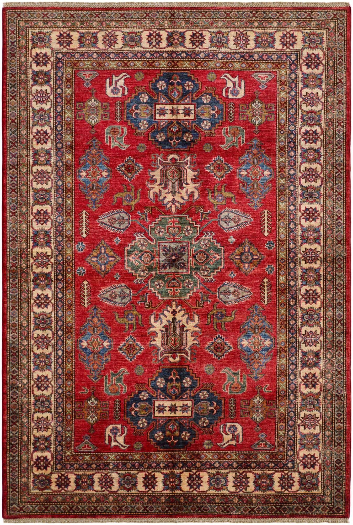 5' 6 x 8' Hand Knotted Kazak Rug