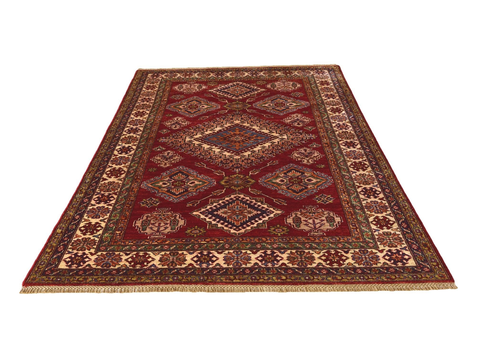 5' 6 x 8' 3 Hand Knotted Kazak Rug