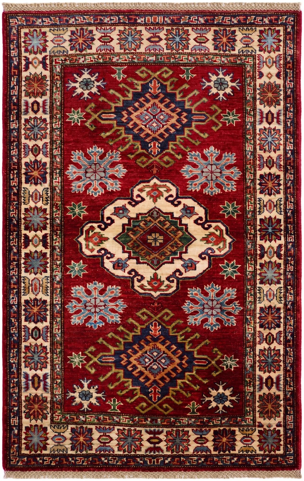 3' 2 x 4' 11 Hand Knotted Kazak Rug