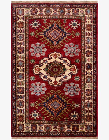 3' 2 x 4' 11 Hand Knotted Kazak Rug