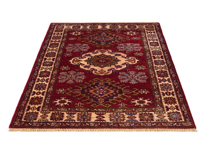 3' 4 x 4' 10 Hand Knotted Kazak Rug