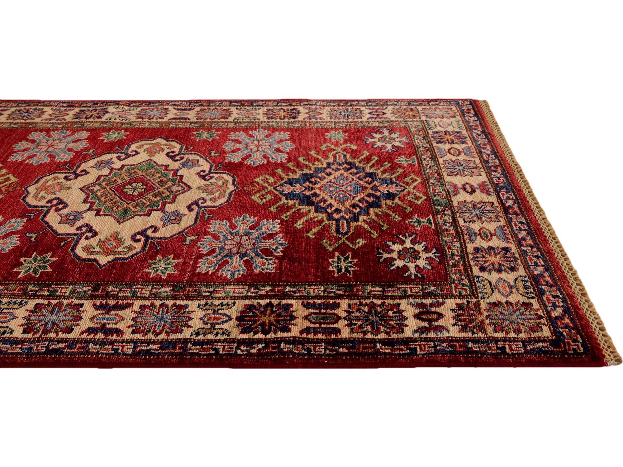 3' 4 x 4' 10 Hand Knotted Kazak Rug