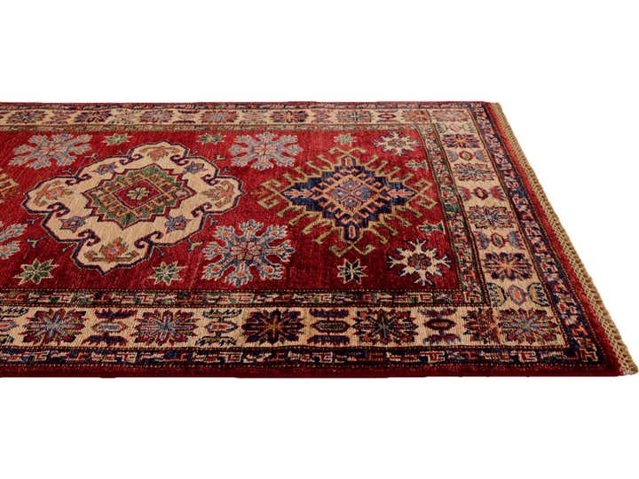 3' 4 x 4' 10 Hand Knotted Kazak Rug