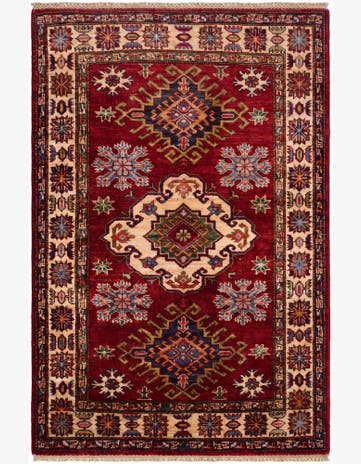 3' 4 x 4' 10 Hand Knotted Kazak Rug