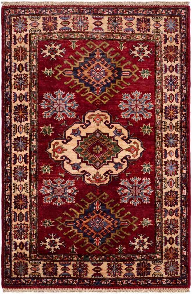 3' 4 x 4' 10 Hand Knotted Kazak Rug