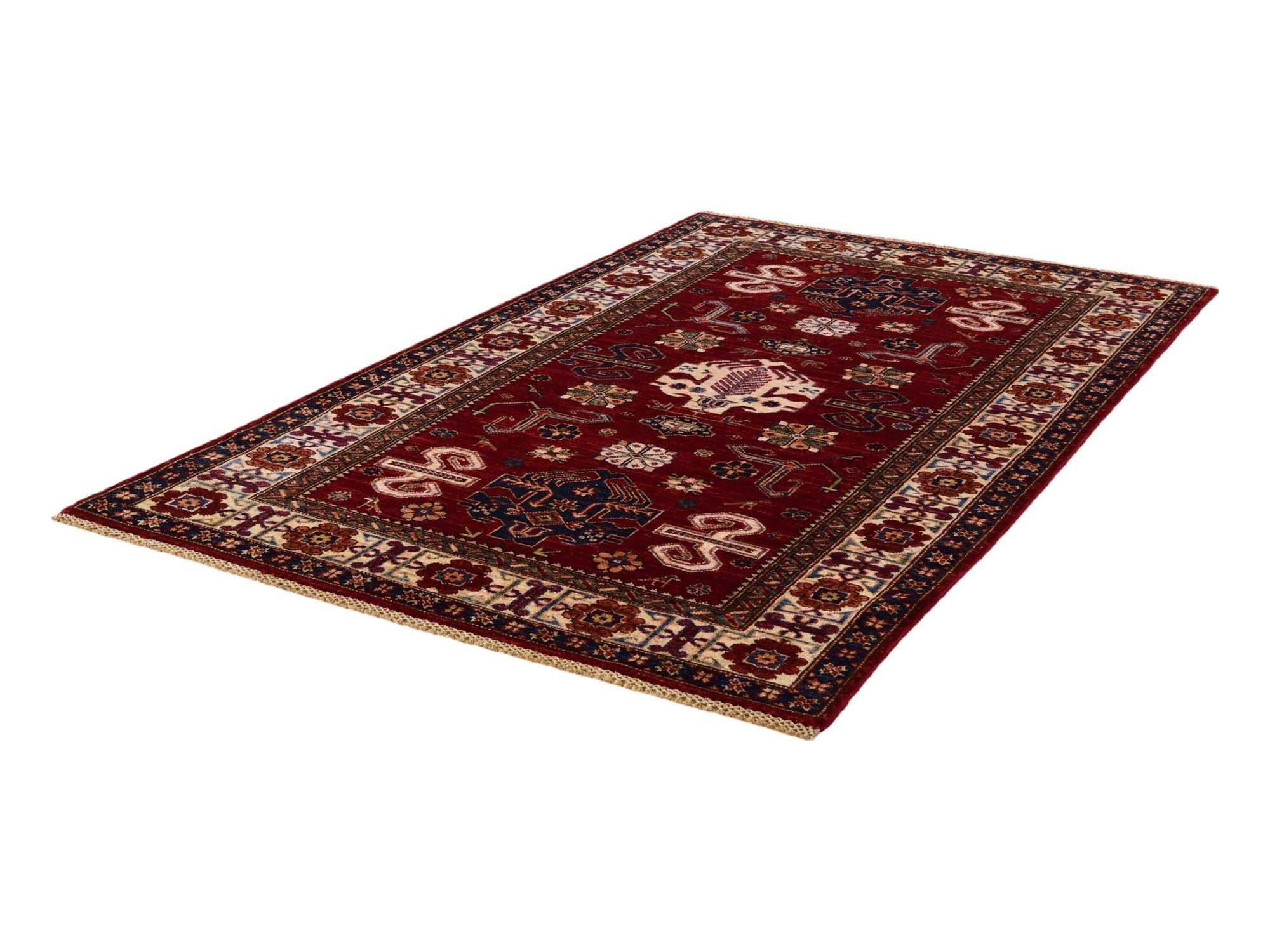 4' x 6' 7 Hand Knotted Kazak Rug