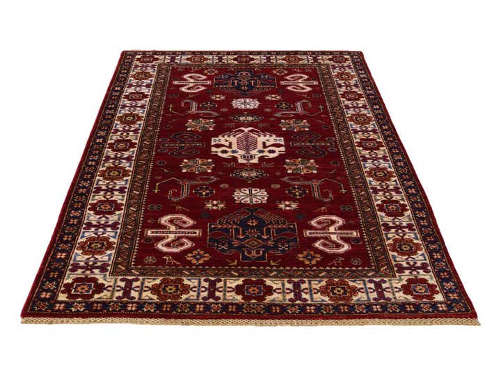 4' x 6' 7 Hand Knotted Kazak Rug