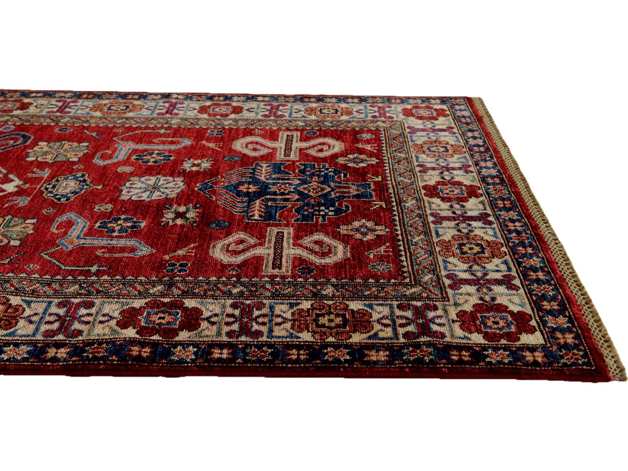 4' x 6' 7 Hand Knotted Kazak Rug