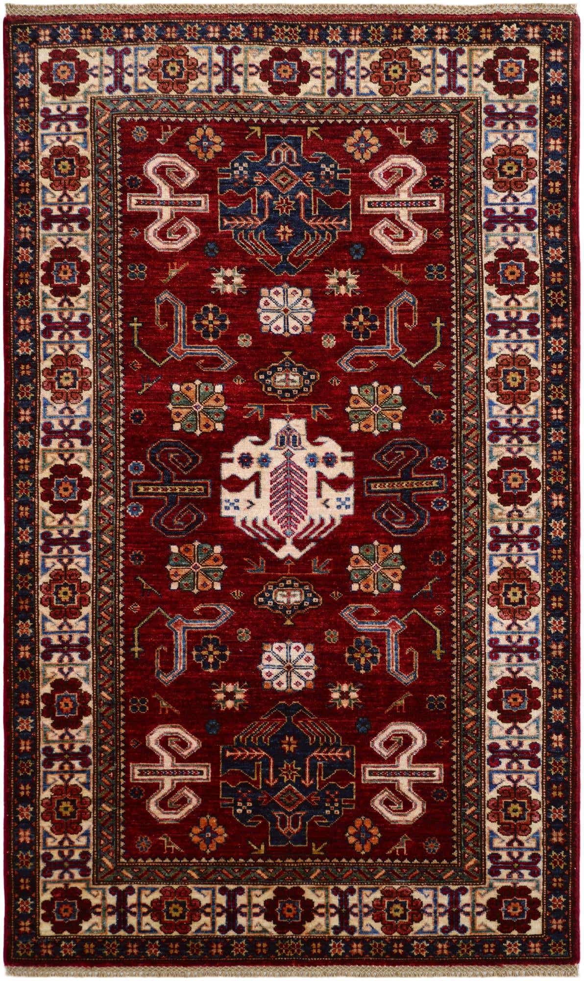 4' x 6' 7 Hand Knotted Kazak Rug