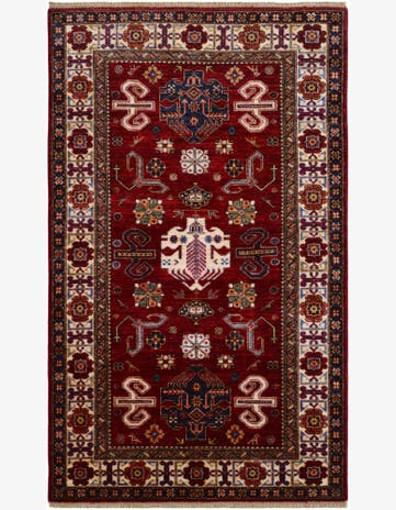 4' x 6' 7 Hand Knotted Kazak Rug