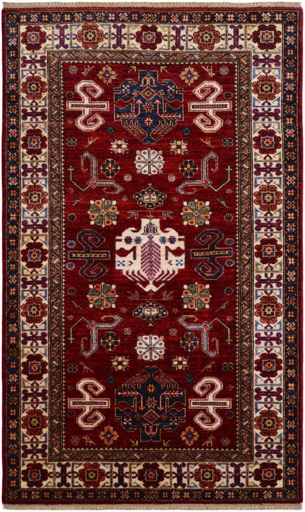 4' x 6' 7 Hand Knotted Kazak Rug
