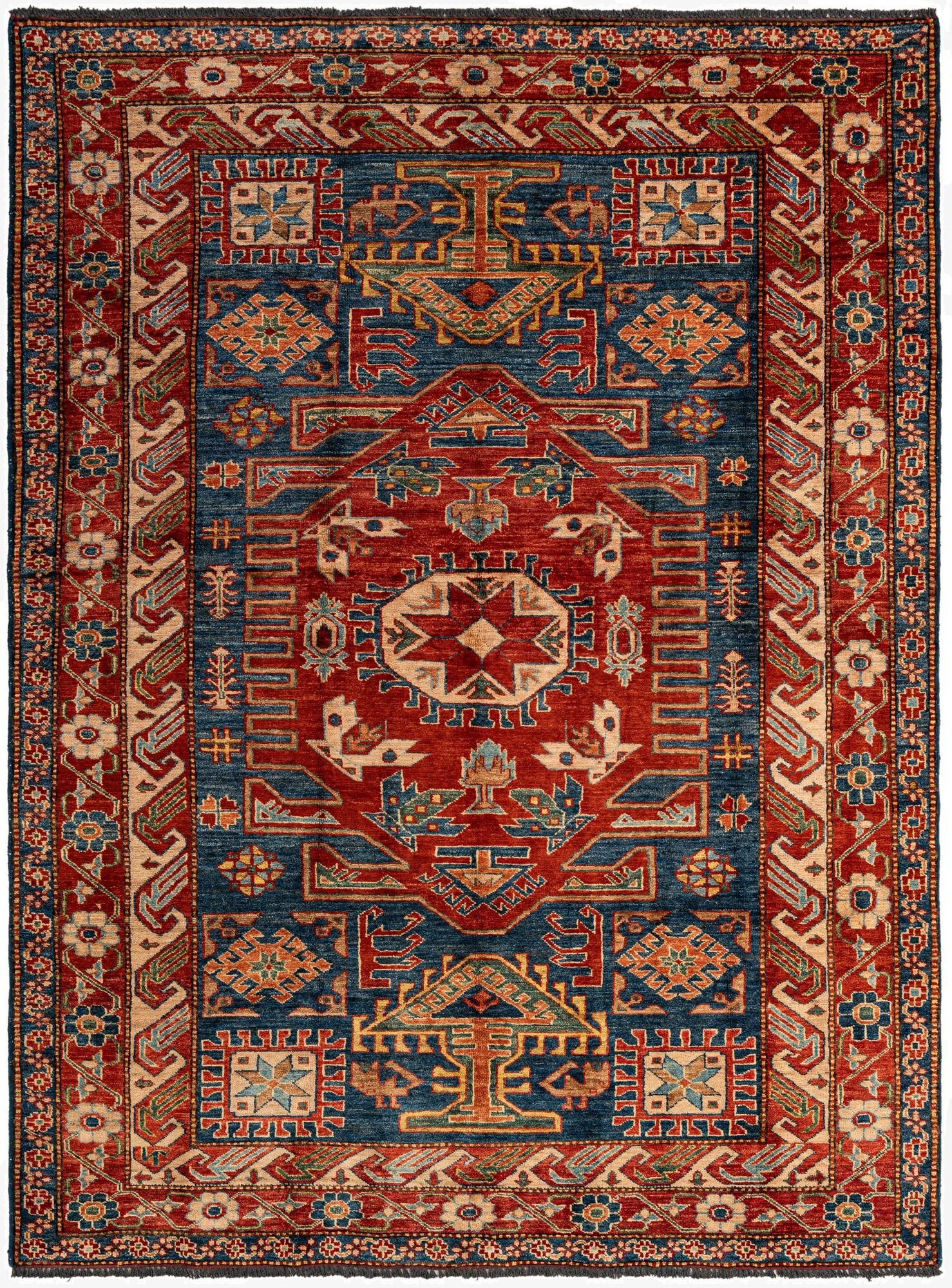 5' 3 x 7' 1  Hand Knotted Kazak Wool Rug