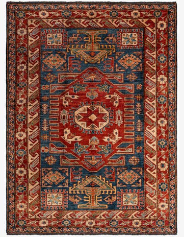 5' 3 x 7' 1 Hand Knotted Kazak Wool Rug