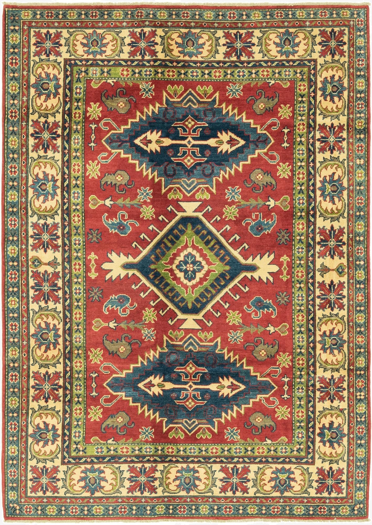 5' 9 x 8' 2  Hand Knotted Kazak Rug