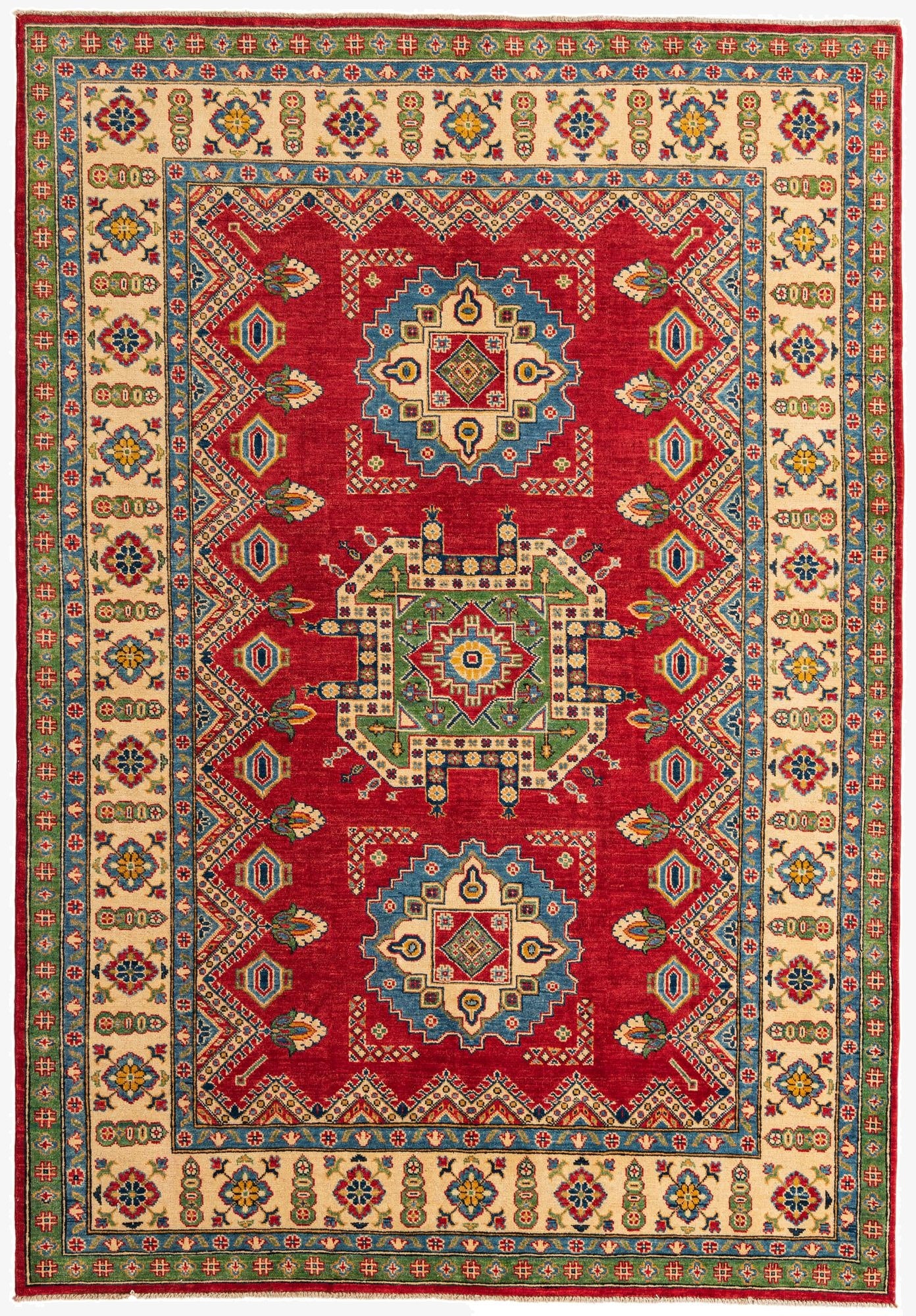 6' 8 x 9' 7  Hand Knotted Kazak Rug