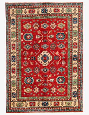 5' 7 x 8' Hand Knotted Kazak Rug