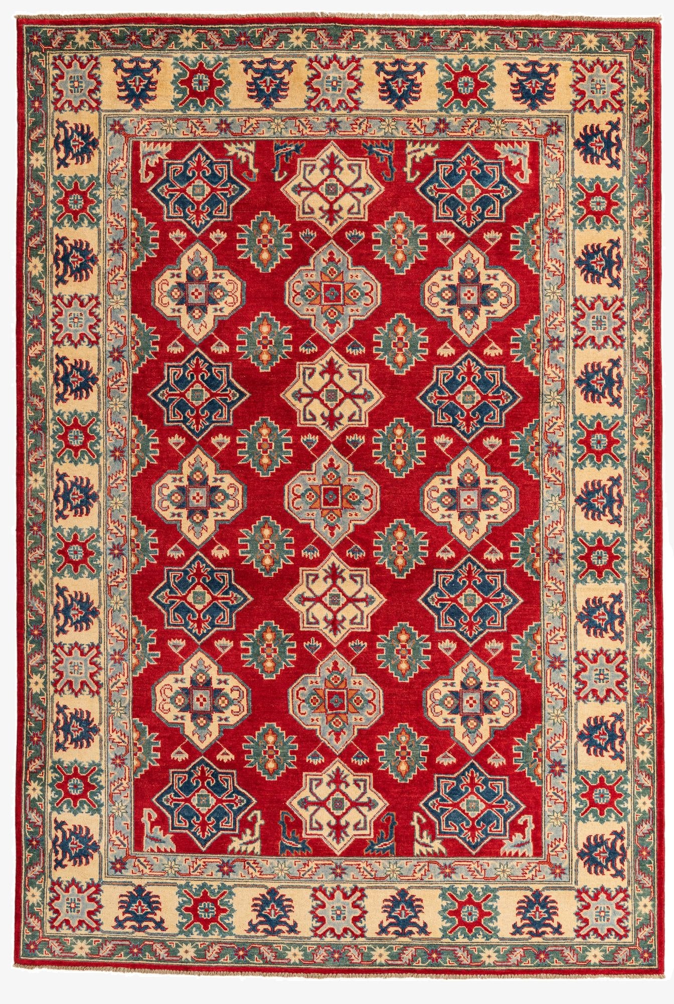 6' 7 x 9' 9  Hand Knotted Kazak Rug
