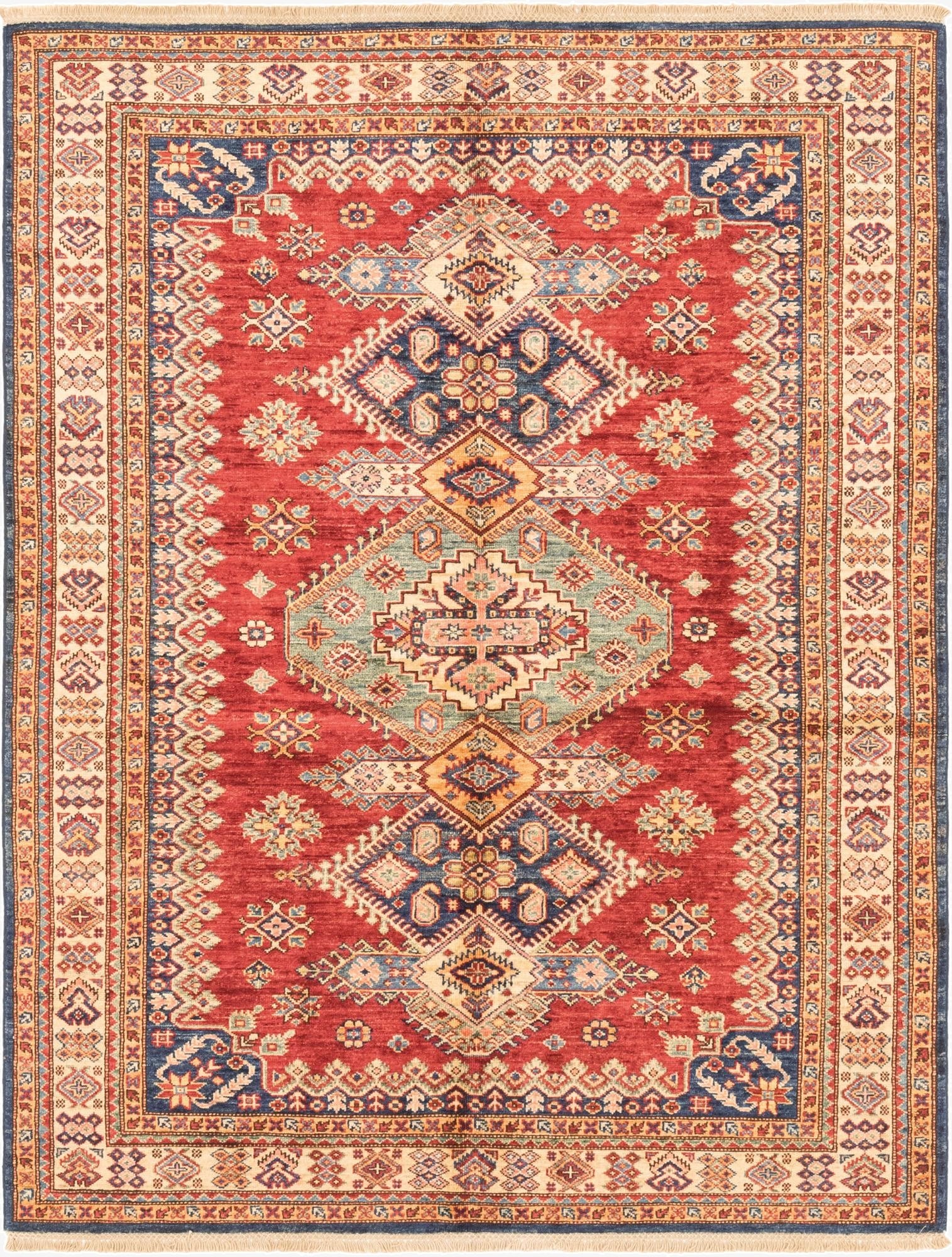 5' x 6' 6  Hand Knotted Kazak Oriental Rug