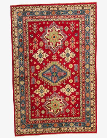 6' x 9' 4 Hand Knotted Kazak Rug