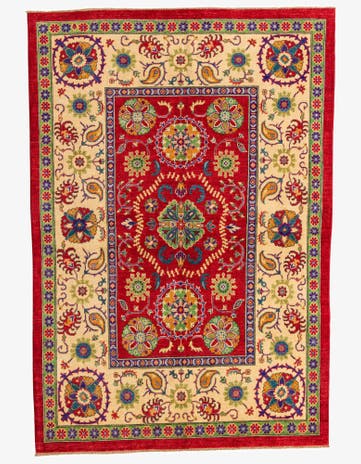 5' 8 x 8' 2 Hand Knotted Kazak Rug