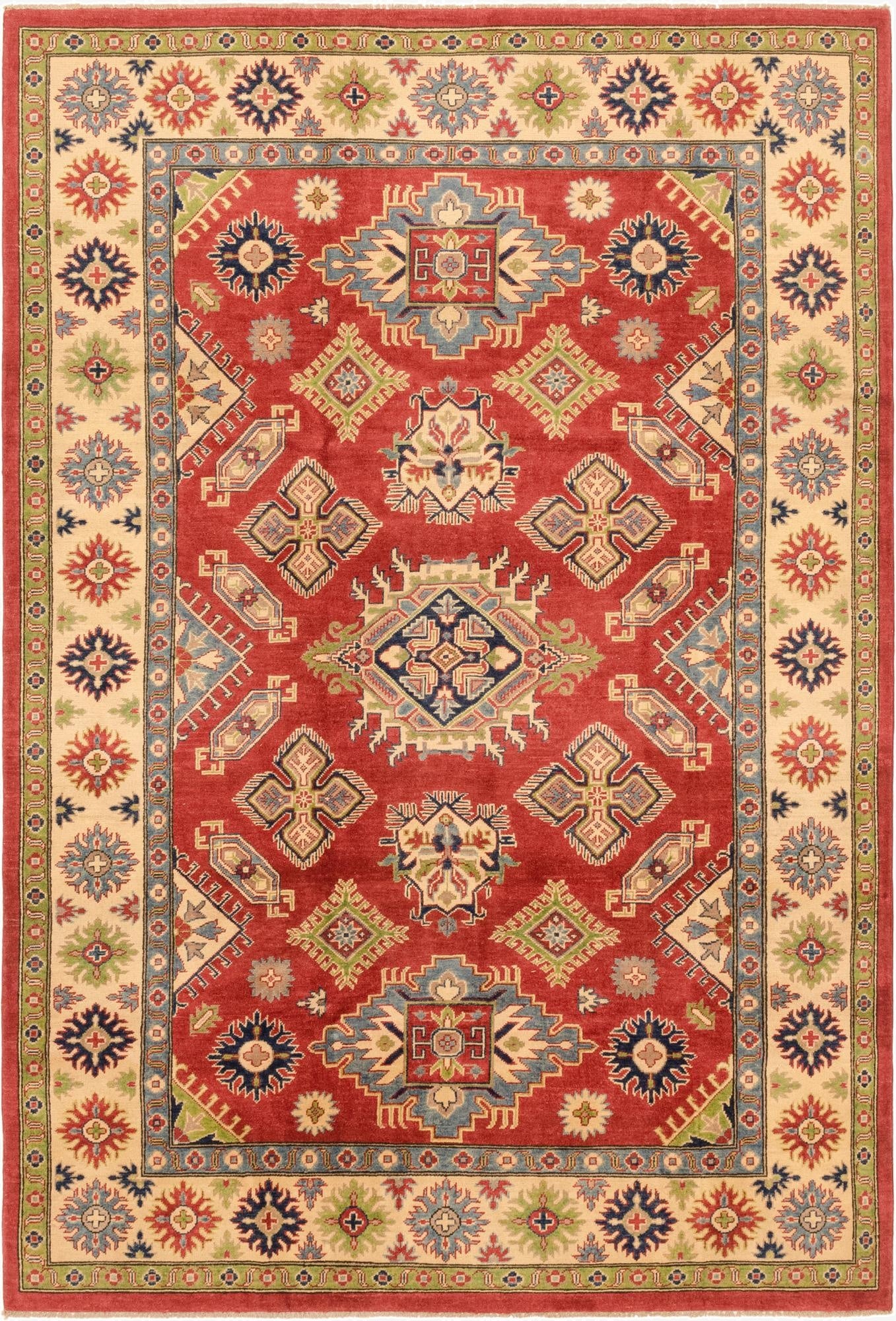 6' 7 x 9' 7  Hand Knotted Kazak Rug