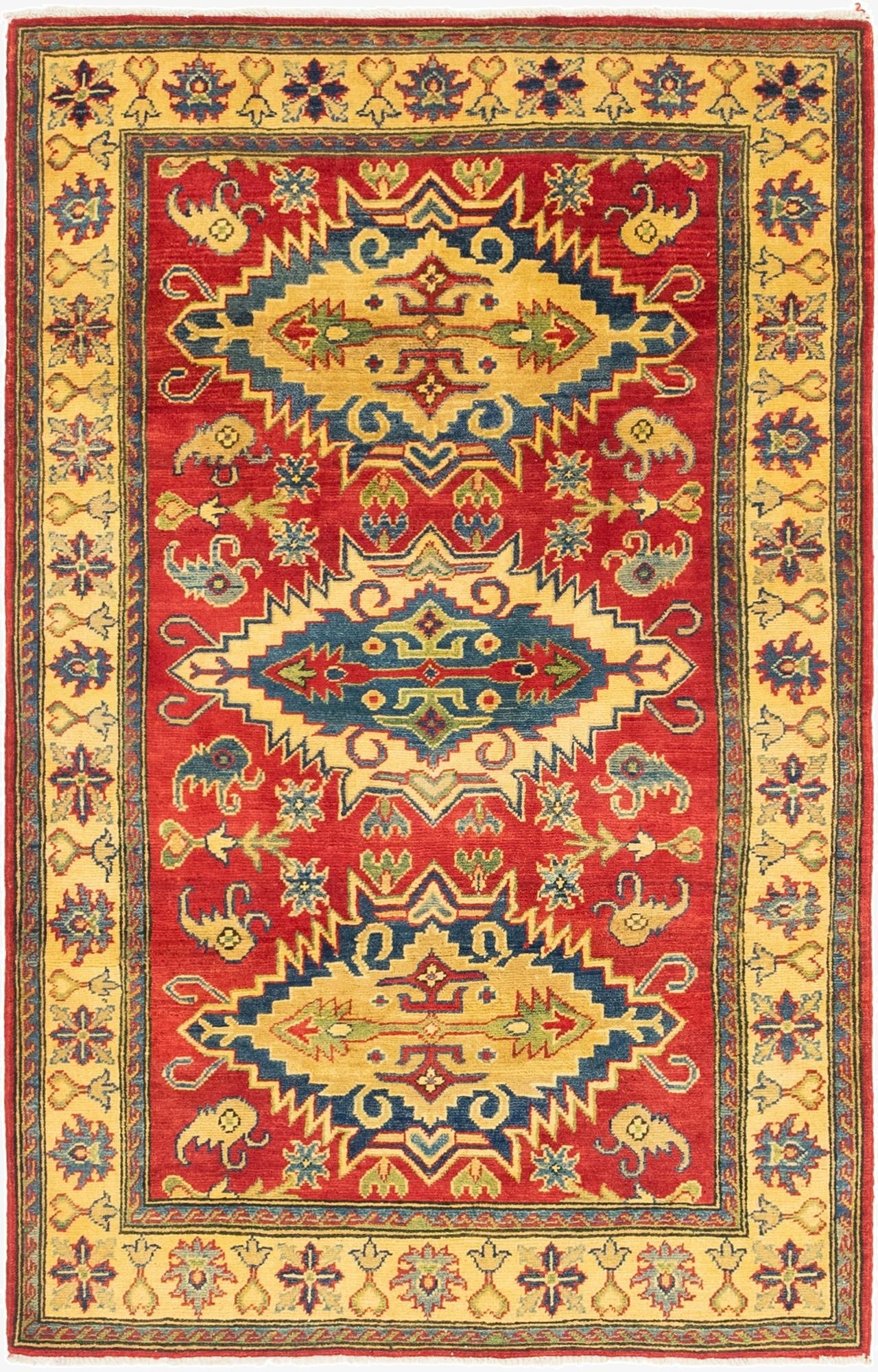 4' x 6' 2  Hand Knotted Kazak Rug