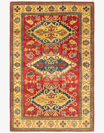 4' x 6' 2 Hand Knotted Kazak Rug