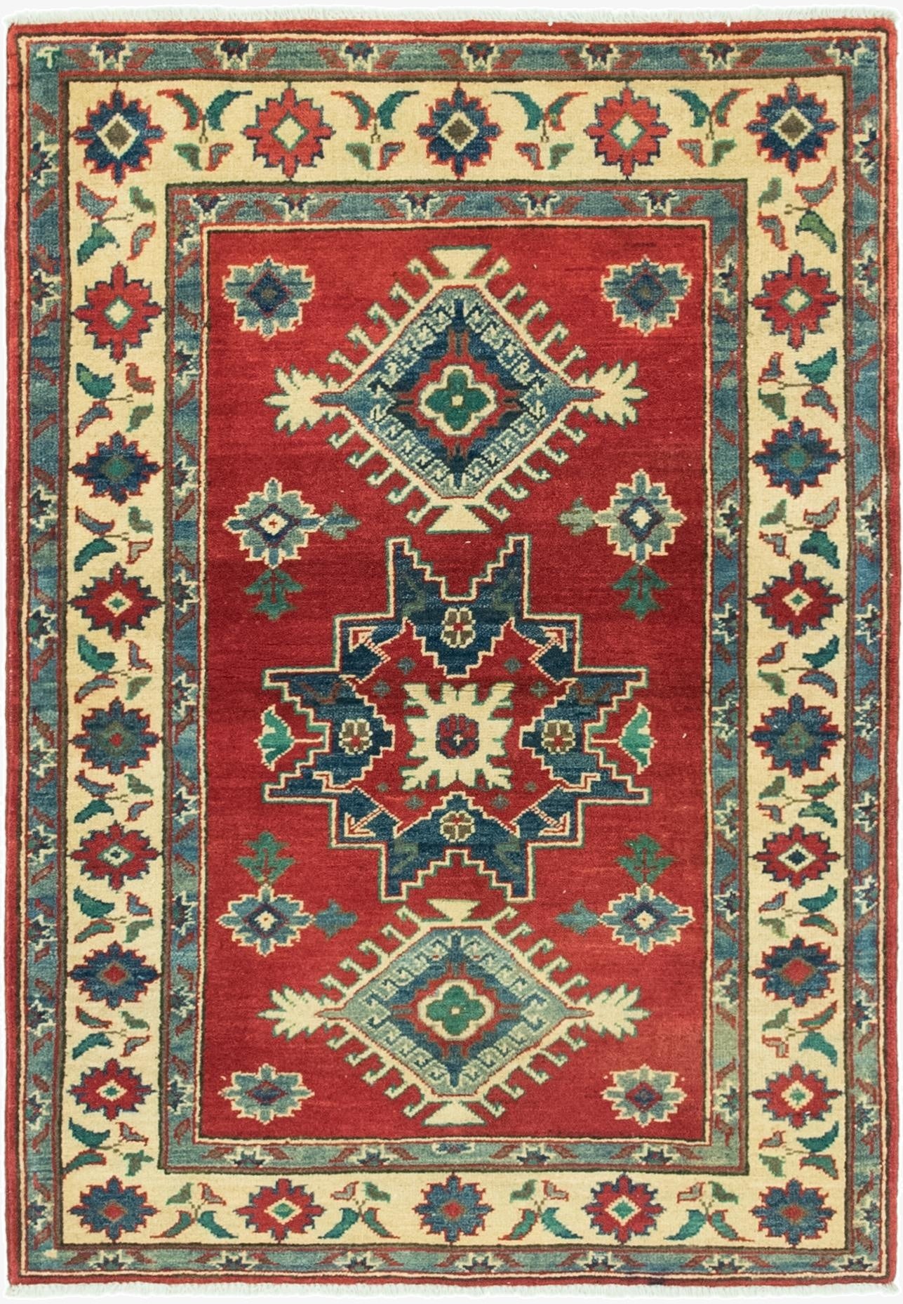 3' 5 x 4' 10  Hand Knotted Kazak Rug